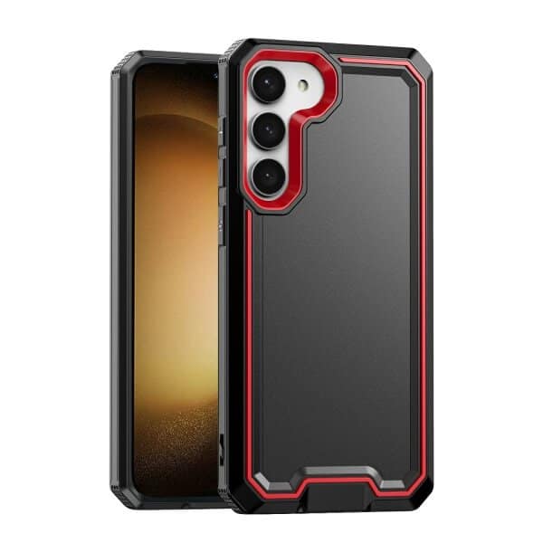 For Samsung Galaxy S23+ S23 Plus 2in1 Case Drop Resistant Defender Tradies Hybrid Armor Heavy Duty Rugged Shockproof Tough Cover (Red)