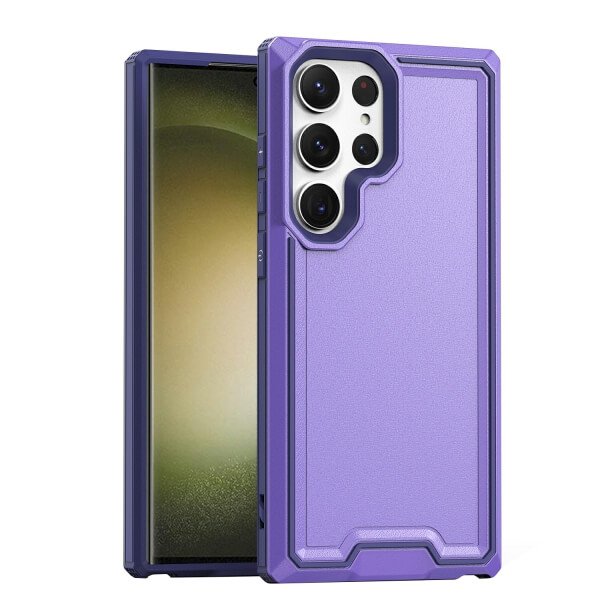 For Samsung Galaxy S23 Ultra 2in1 Case Drop Resistant Defender Tradies Hybrid Armor Heavy Duty Rugged Shockproof Tough Cover (Purple)