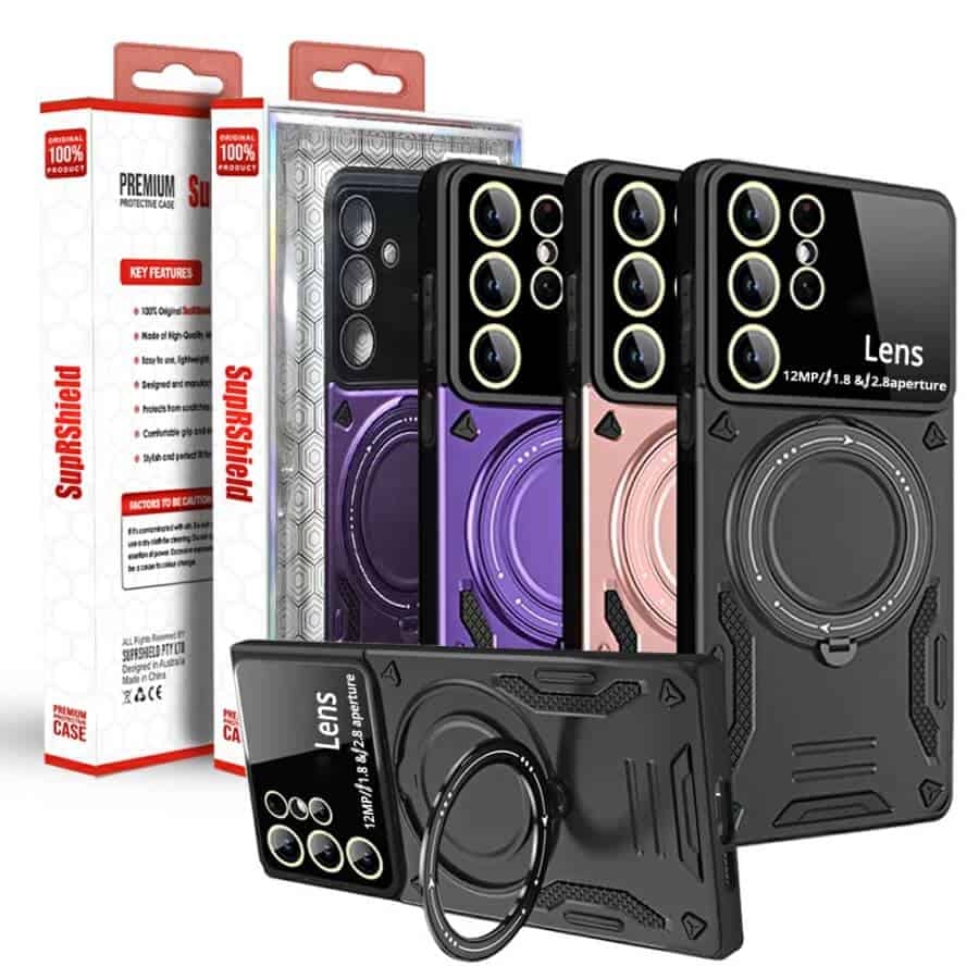 For Samsung Galaxy S24 S25 Ultra Plus Magnetic Ring Stand Case Heavy Duty Protective Back Cover