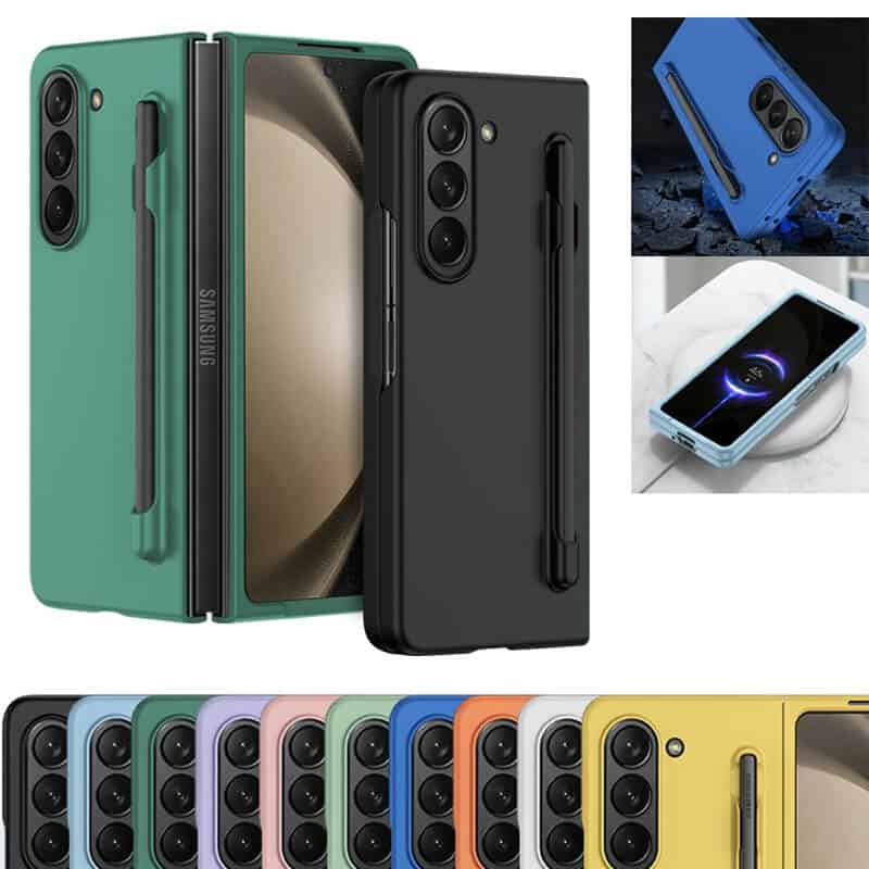 For Samsung Galaxy Z Fold 6 Case with S Pen Holder, with Hinge Protection [Front Built-in Screen Protector], Slim Hard PC Shockproof Phone Cover