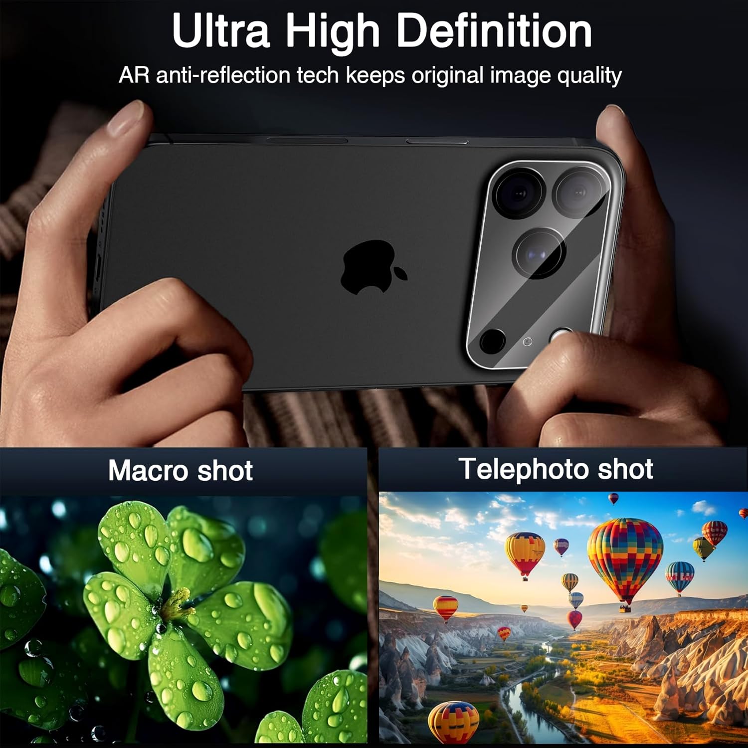[ 1 Pack ] Apple iPhone Camera Lens Tempered Glass Anti Scratch Film Guard ( Clear and Black )