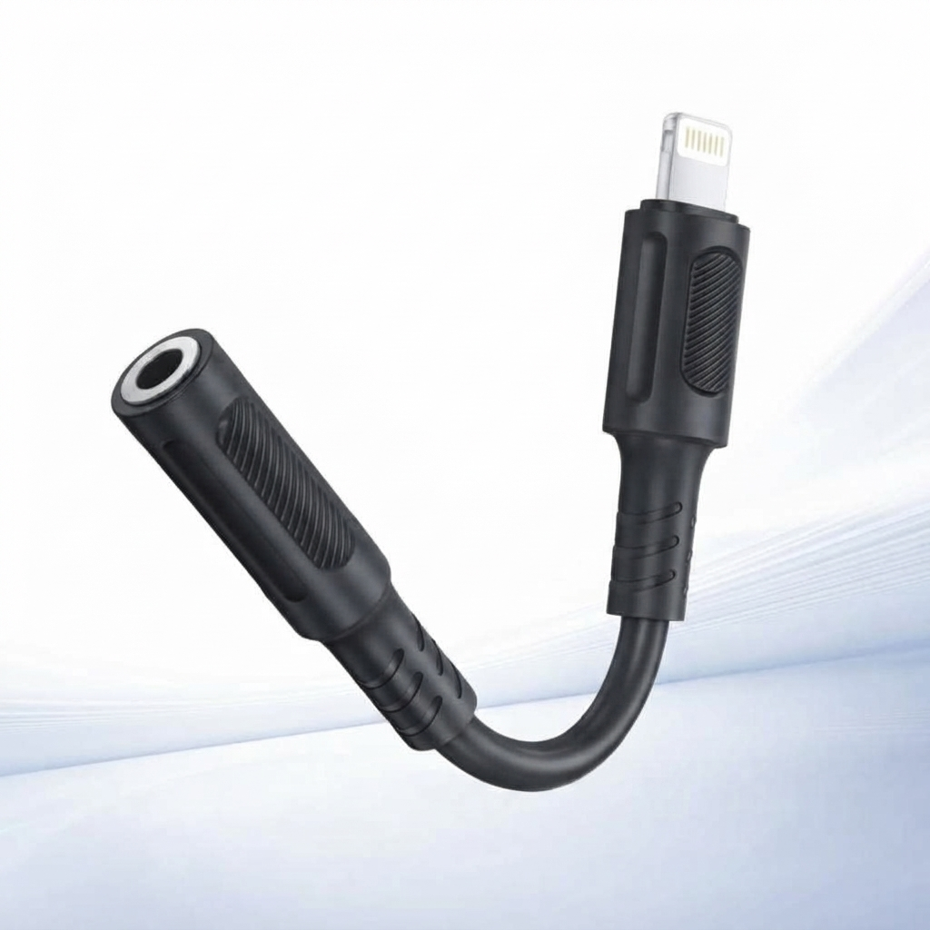 Borofone BL25D Fiesta 3.5mm Aux Female to Lightning Male Audio Headphone Jack Digital Adapter Converter (Black)