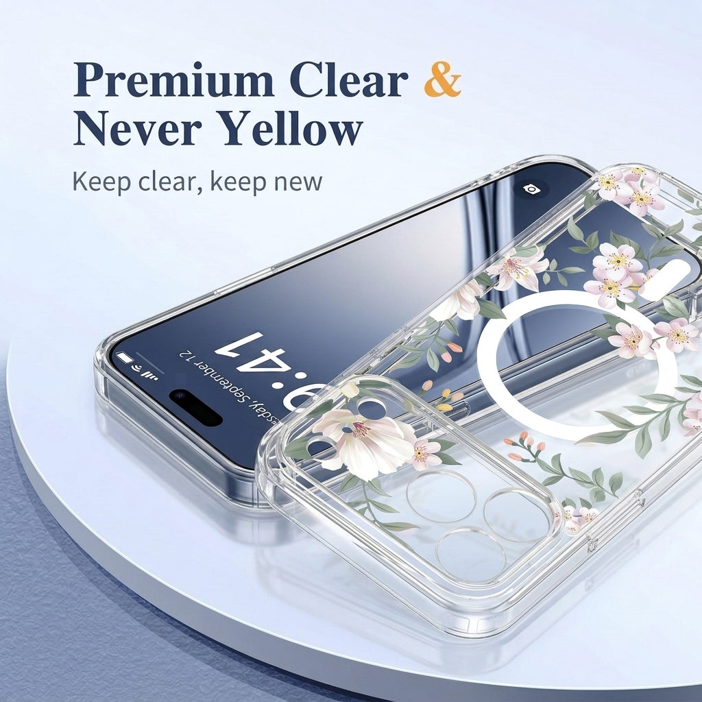 For Apple iPhone MagSafe Magnetic TPU Back Priented Case Cover