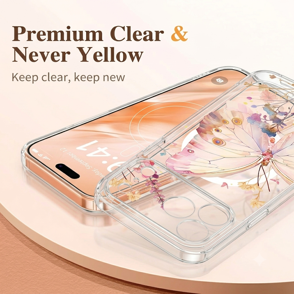 For Apple iPhone MagSafe Magnetic TPU Back Priented Case Cover