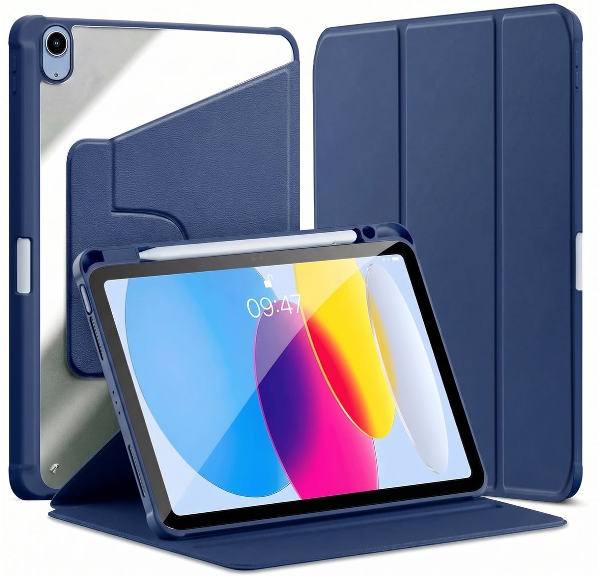 WITH PENCIL HOLDER Rotaing Folio Smart Leather Magnetic Stand Case Cover For Apple iPad All Model