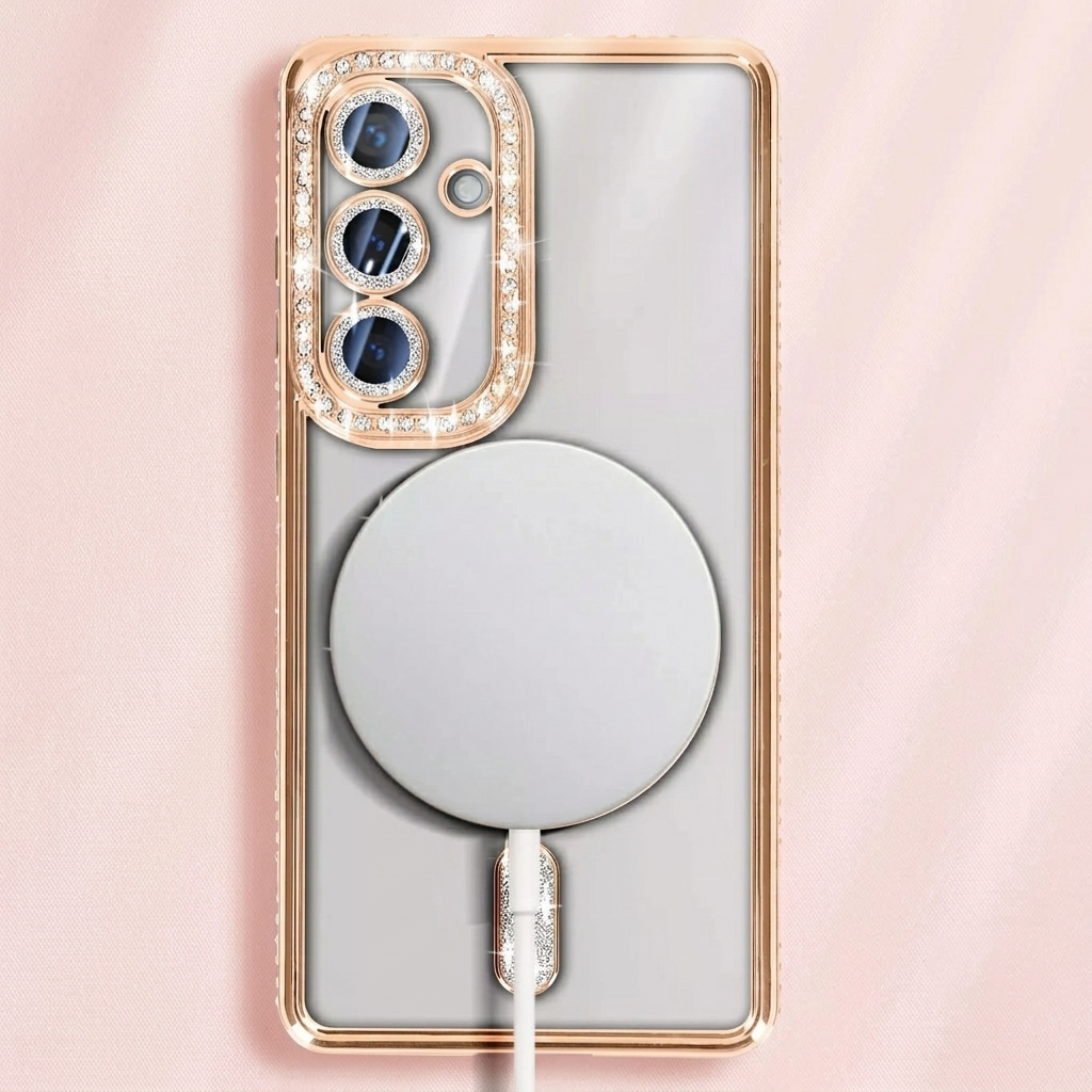 For Samsung Galaxy A Series Case, MagSafe Magnetic Diamond Rhinestone Glitter Crystal Bling Camera Lens Protector Cover