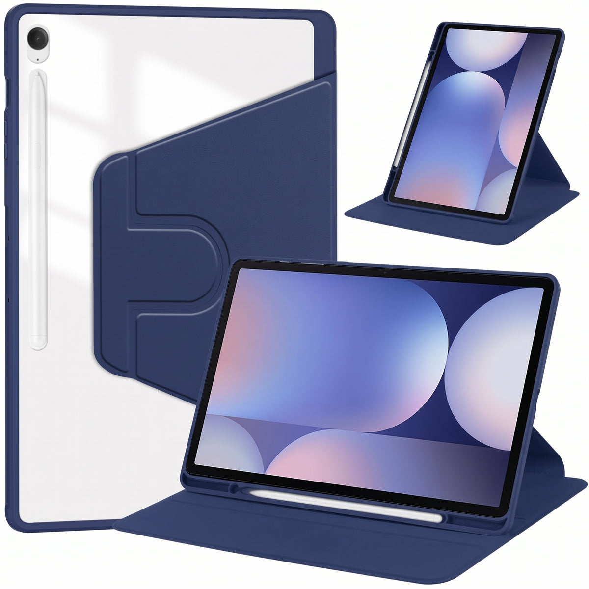 For Galaxy TAB S11 / S9 / S9 FE / S10FE / S10 Lite WITH PENCIL HOLDER Rotaing Folio Smart Leather Magnetic Stand Case Cover