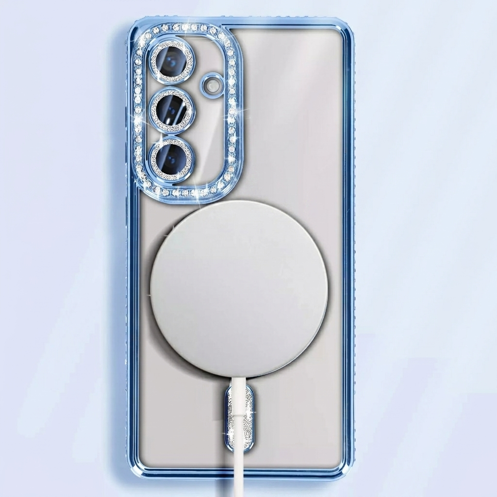 For Samsung Galaxy A Series Case, MagSafe Magnetic Diamond Rhinestone Glitter Crystal Bling Camera Lens Protector Cover