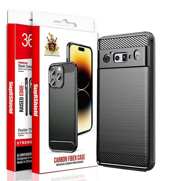 For Google Pixel Shockproof Case Carbon Fiber Heavy Duty Rugged Cover (Black)