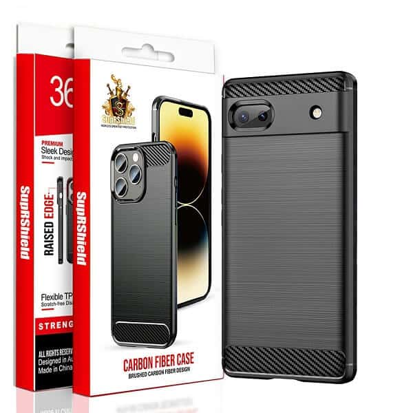 For Google Pixel Shockproof Case Carbon Fiber Heavy Duty Rugged Cover (Black)