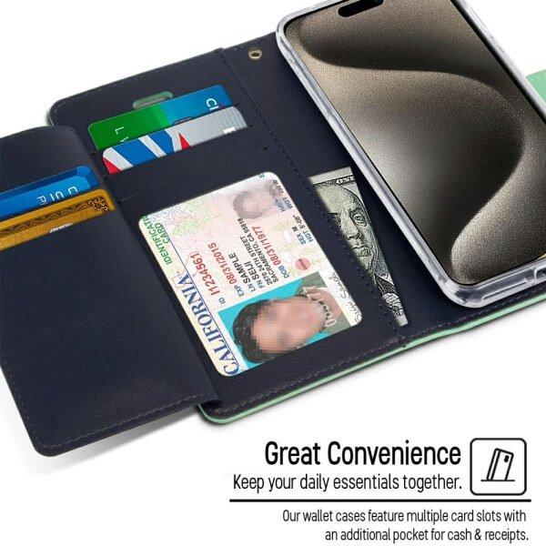 Goospery For Apple iPhone Rich Diary Wallet Flip Case Leather Card Slots Magnetic Cover