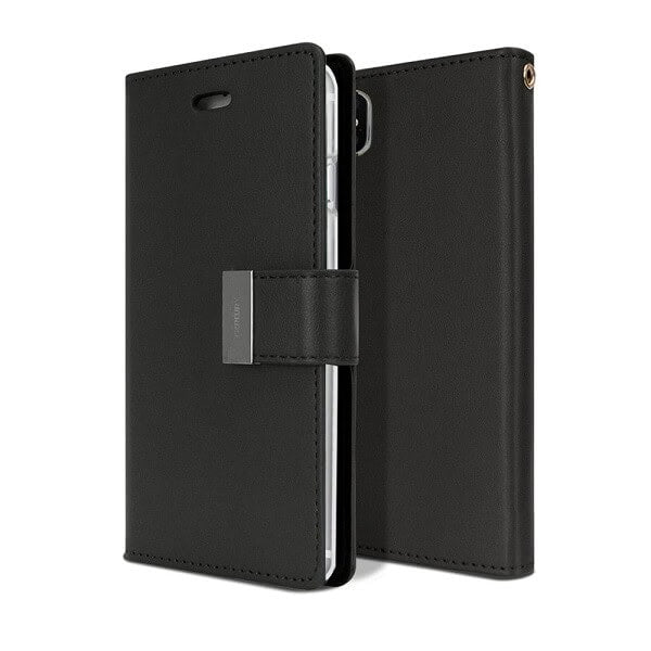 Goospery Apple iPhone XS Max Rich Diary Wallet Flip Case Leather Card Slots Magnetic Cover (Black) IPXSMAX-RIC-BLK