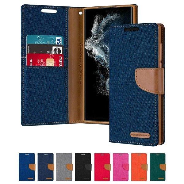 Goospery Canvas For Samsung Galaxy S Series Wallet Leather Case Denim Stand Flip Fabric Pouch Credit Card Slots Cover