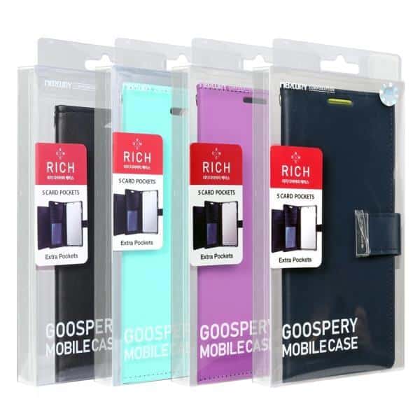 Goospery For Samsung Galaxy Note Rich Diary Wallet Flip Case Leather Card Slots Magnetic Cover