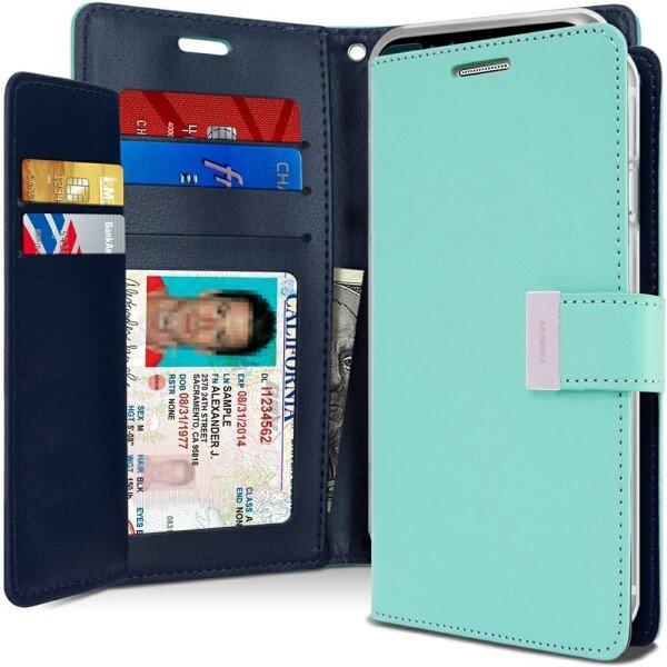 Goospery For Apple iPhone Rich Diary Wallet Flip Case Leather Card Slots Magnetic Cover
