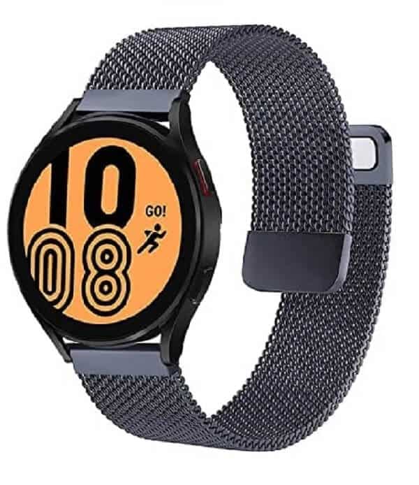 Samsung Galaxy Watch 4 40mm 44mm /Watch 4 Classic 42mm 46mm Replacement Wristband, Adjustable Stainless Steel Milanese Wrist Band Strap For Women Men Unisex (Grey)