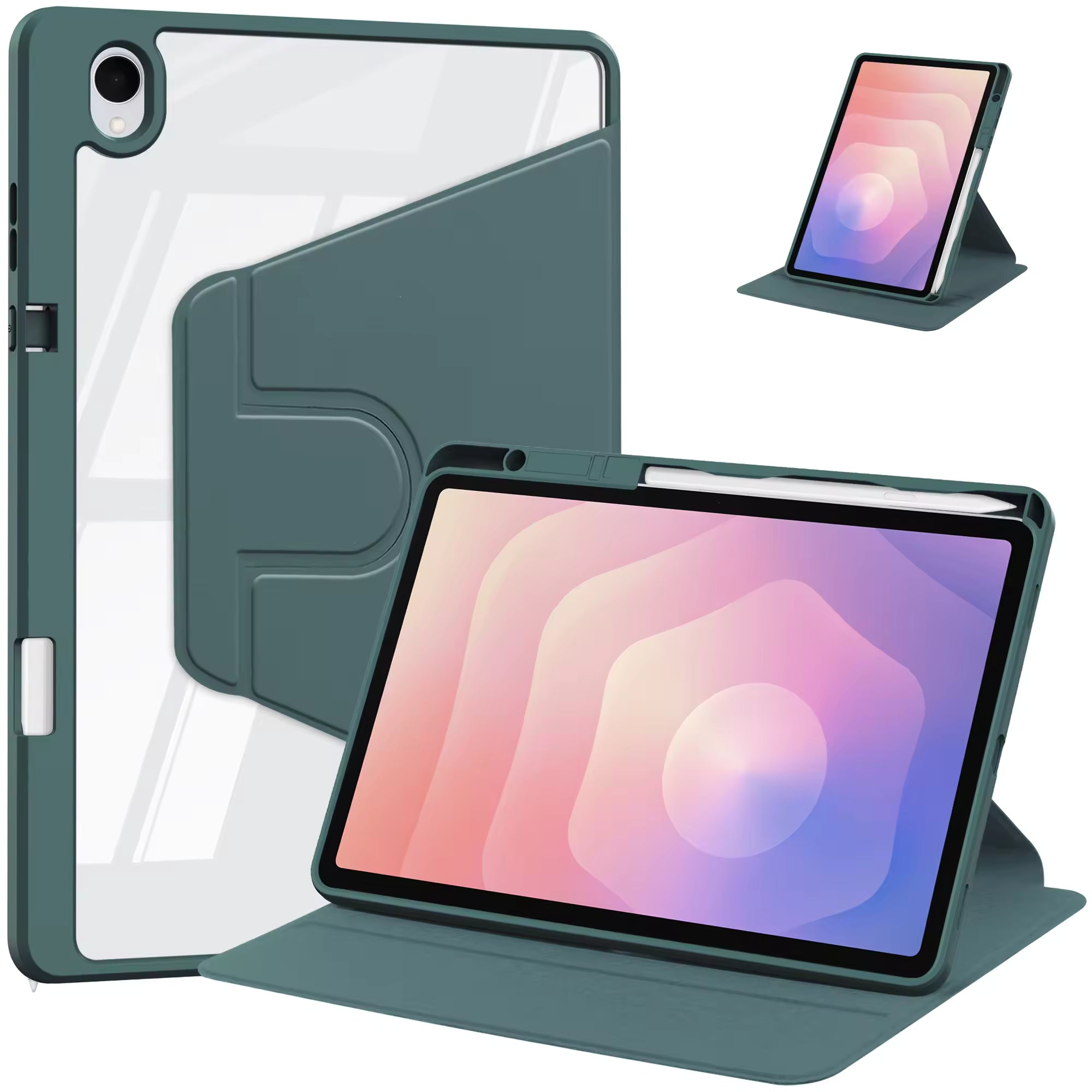 For Galaxy TAB S11 / S9 / S9 FE / S10FE / S10 Lite WITH PENCIL HOLDER Rotaing Folio Smart Leather Magnetic Stand Case Cover