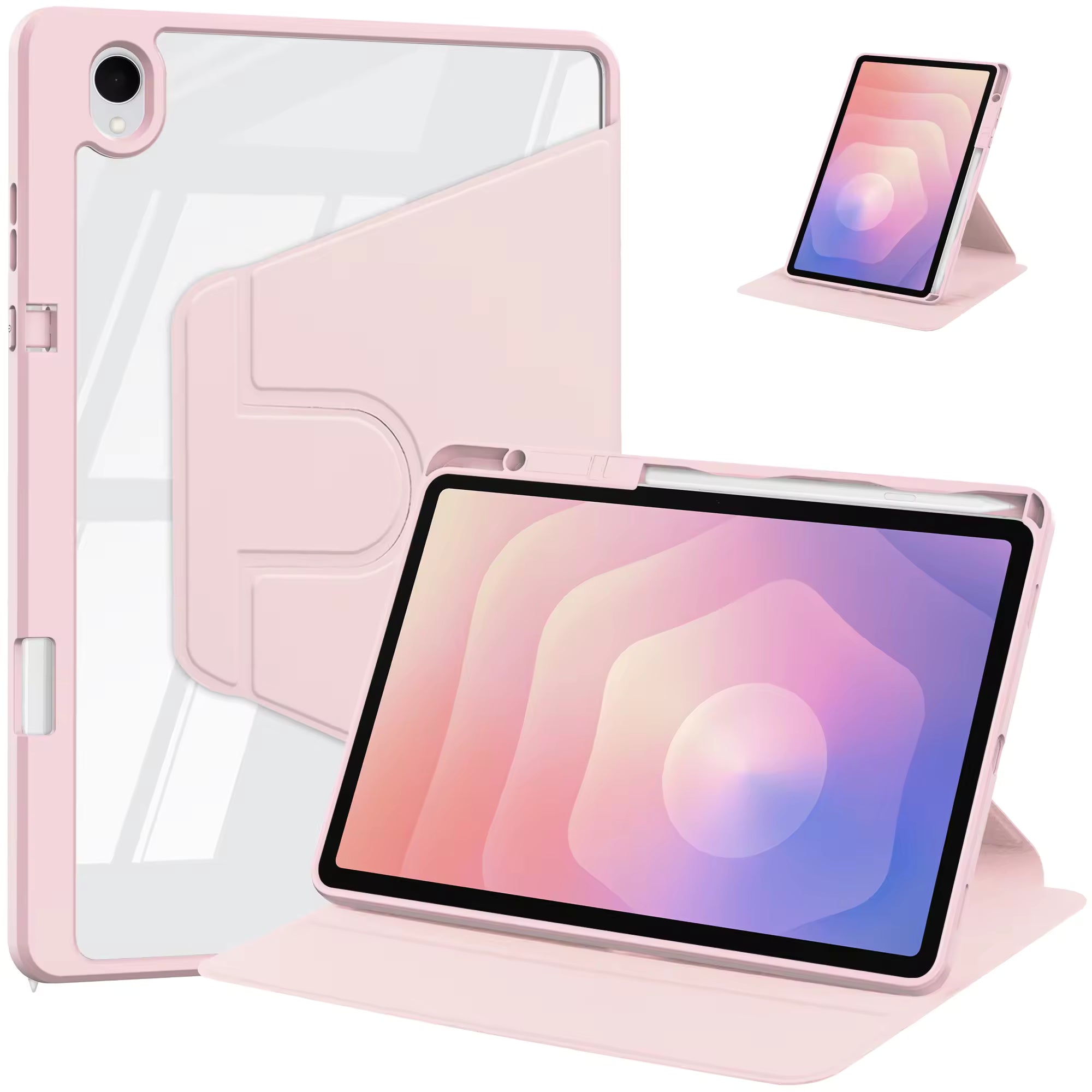 For Galaxy TAB S11 / S9 / S9 FE / S10FE / S10 Lite WITH PENCIL HOLDER Rotaing Folio Smart Leather Magnetic Stand Case Cover