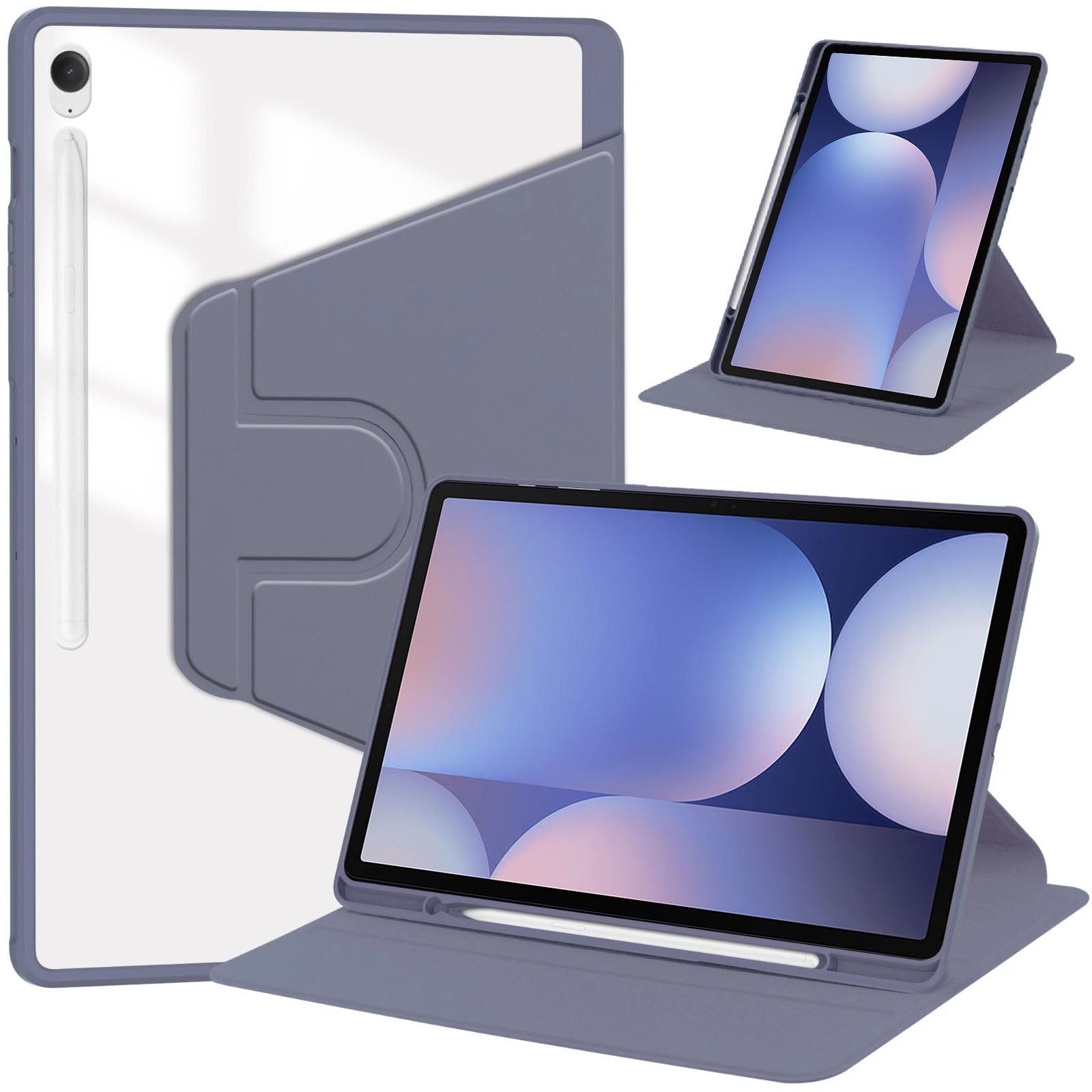 For Galaxy TAB S11 / S9 / S9 FE / S10FE / S10 Lite WITH PENCIL HOLDER Rotaing Folio Smart Leather Magnetic Stand Case Cover