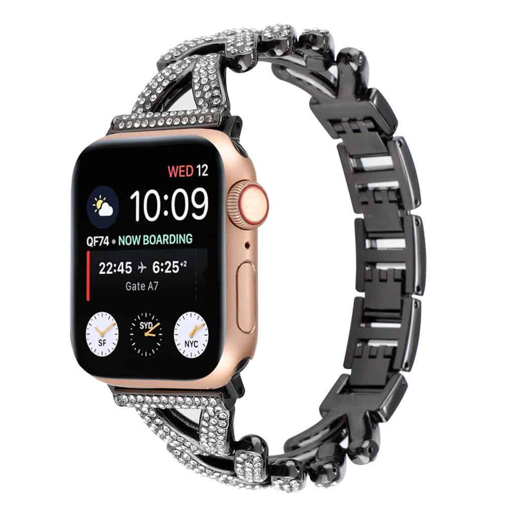 For Apple iWatch V Shape Bling Rhinestones 38 /40 /41 /42 /44 /45 /46 /49mm Bracelet Strap Wristband
