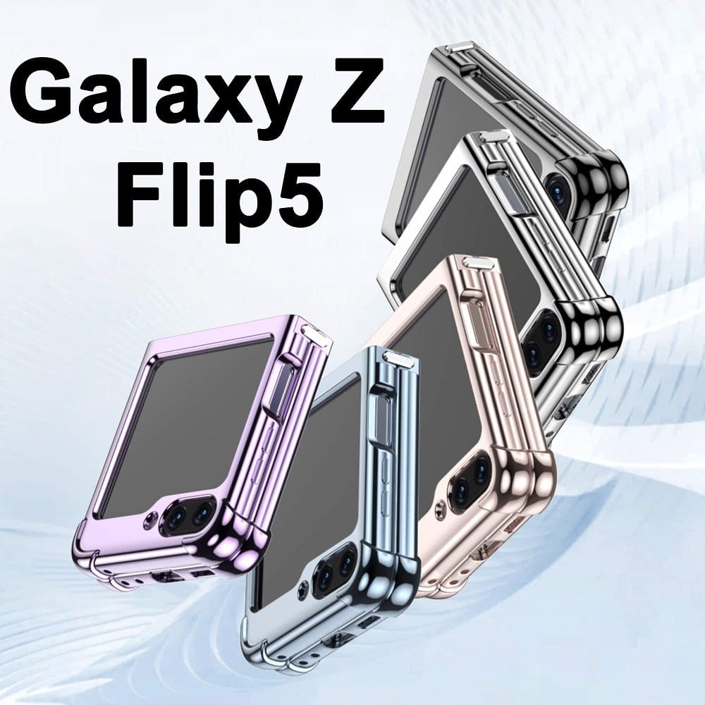 For Samsung Galaxy Z Flip 5 Case Electroplated Transparent Back Folding Shockproof Hard Gel Cover