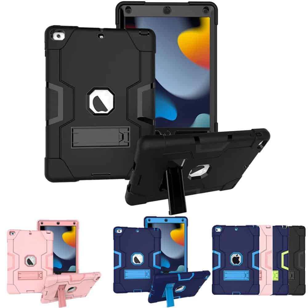 Apple iPad All Models Hybrid Fancy Shockproof Heavy Duty Kickstand Case Cover