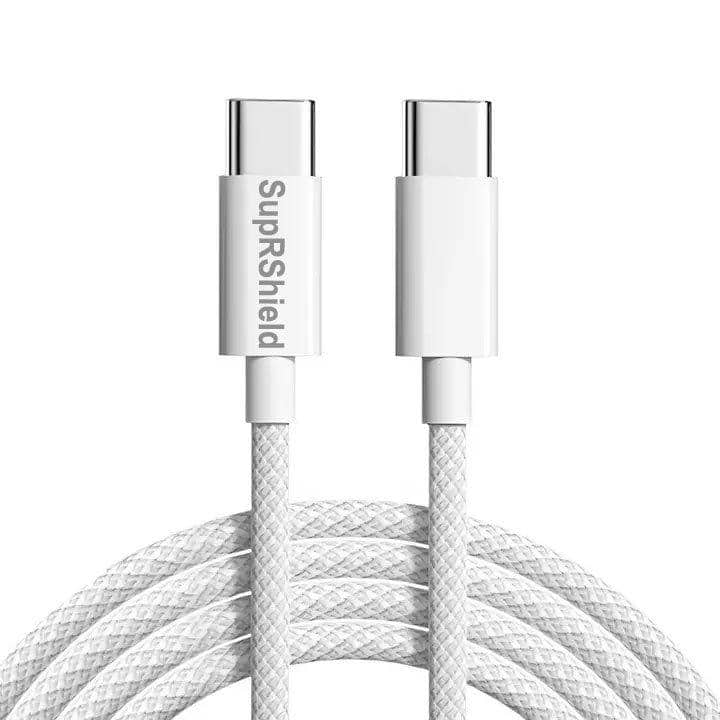 SupRShield 60W 1M PD USB Type C to C Fast Charging Charger Cable Braided Cord For iPhone 15 Pro Max/Samsung/MacBook Pro/iPad Pro/Google/Moto/Nokia/Oppo