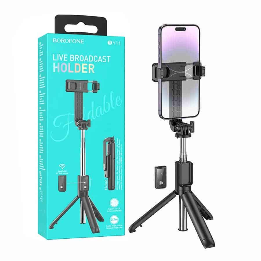 BOROFONE BY11 Bluetooth Remote Control Selfie Stick With Tripod Desktop Stand Self-Timer Portable Stretchable Holder Anti-Shake Stabilizer