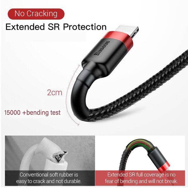 Baseus 3m USB to Lightning Braided Charging Cable Cord For iPhone 14 13 12 11 Pro Max XR XS 10 8 7 Plus 6,iPad, iPod