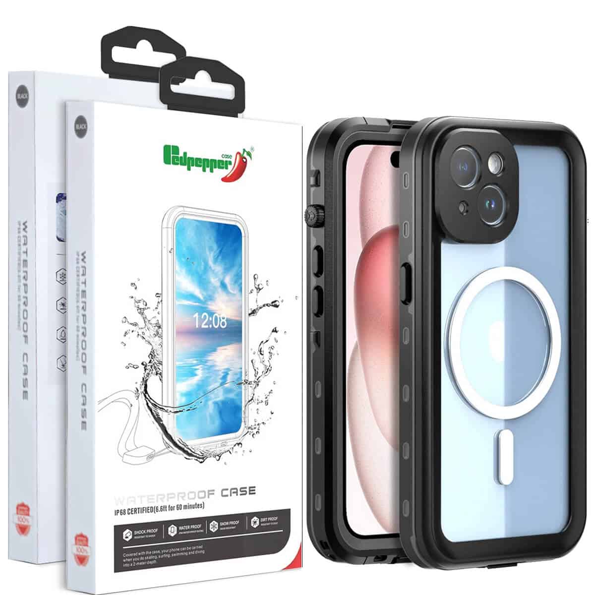 Redpepper For Apple iPhone 15/15 Pro/15 Plus/15 Pro Max [MagSafe Compatible] Waterproof Case Built-in Screen & Camera Lens Protector Cover