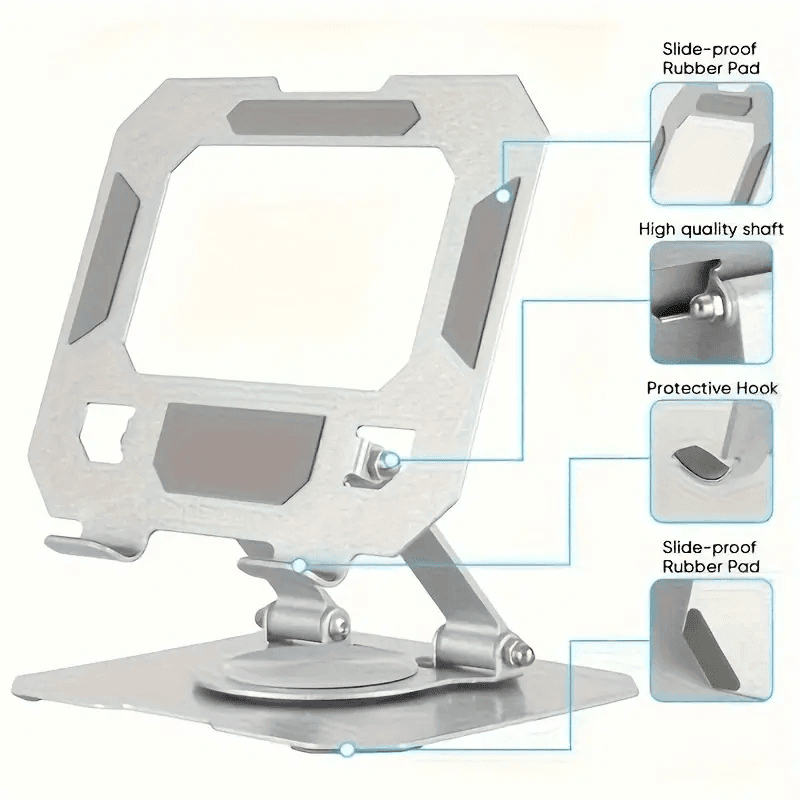 Adjustable Aluminum Alloy Metal Desk Mobile Phone Holder Stand For 4-16 inches iPhone iPad Tablet Tab Desktop (Grey)