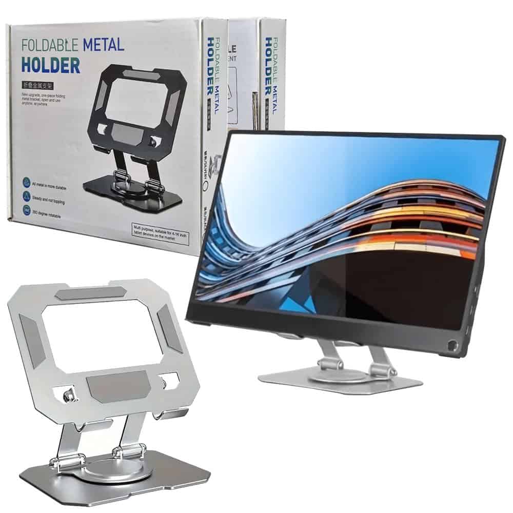Adjustable Aluminum Alloy Metal Desk Mobile Phone Holder Stand For 4-16 inches iPhone iPad Tablet Tab Desktop (Grey)