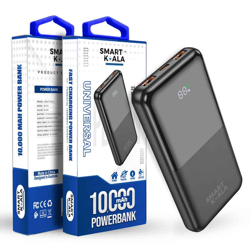 Smart Koala 10000mAh 22.5W+PD20W Fast Charging Charger Portable Power Bank With Digital Display (Black)