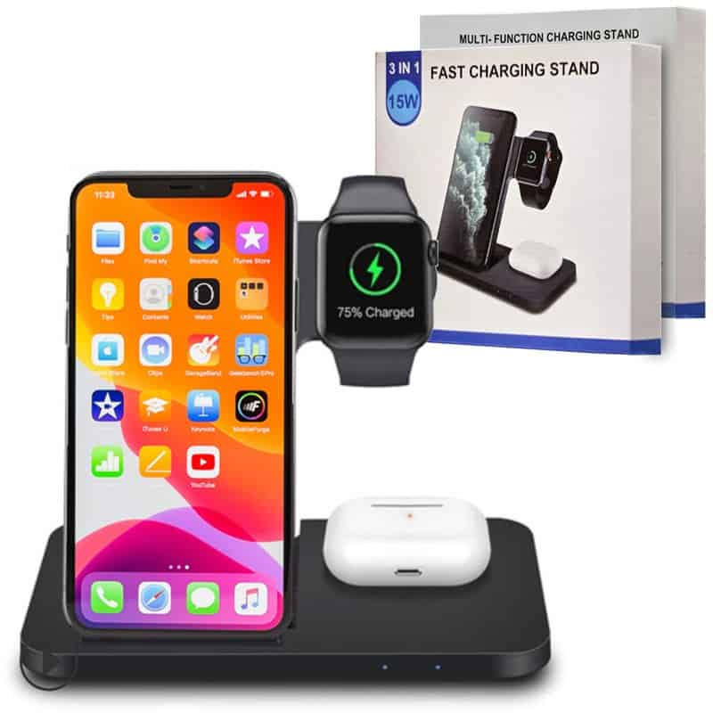 15W Qi 3in1 Fast Charging Wireless Charging Stand Dock Station For Apple iPhone /AirPods /Apple Smart Watch