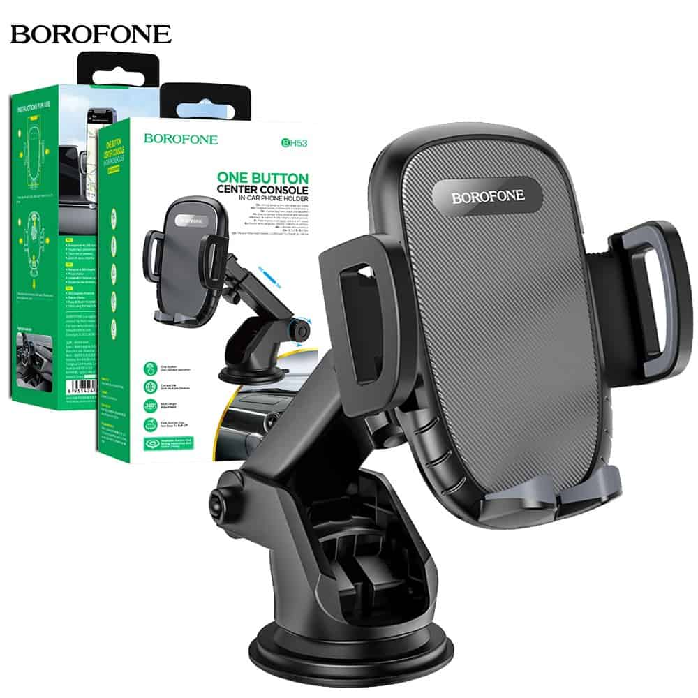 Borofone BH53 Windy Center Console Windshield / Dashboard Car Mount Mobile Phone Holder for 4.5 to 6.9 inch Mobile ( Black)