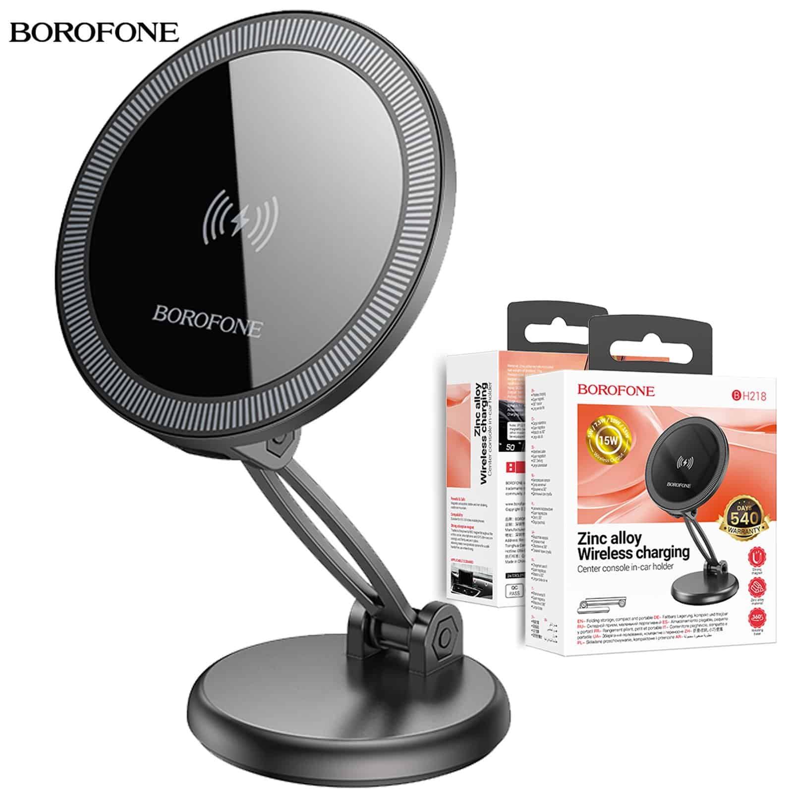 Borofone BH218 Metal MagSafe Magnetic Wireless 15W Fast Charger Charging Car Mount Holder