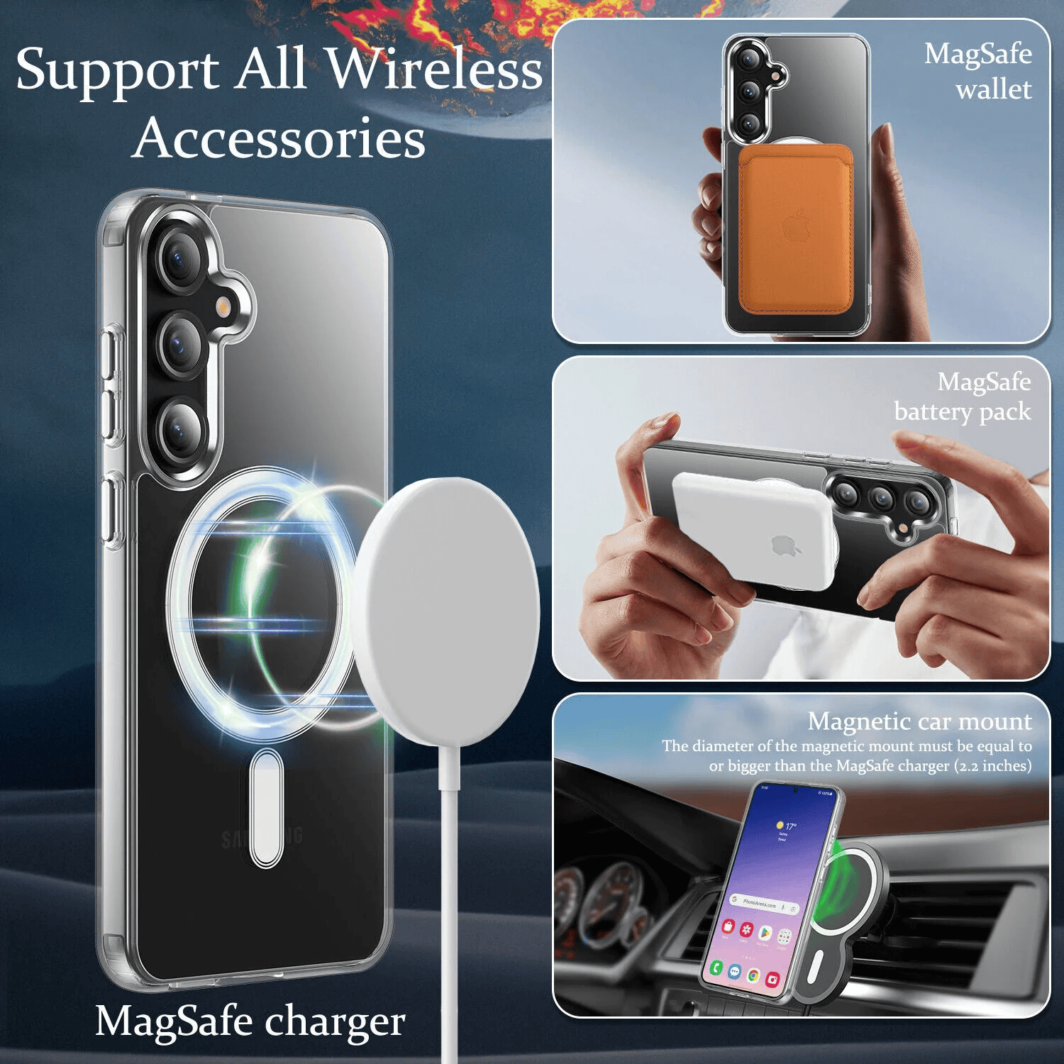 For Samsung Galaxy A16/A36/A56 Plating MagSafe Magnetic TPU Back Clear Case Cover