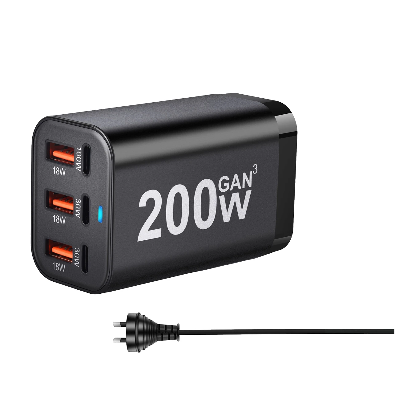 200W GaN³ Super Fast Charging Power Station | 4-Port USB-C + USB-A Charger with AU Plug | PD + QC3.0 for Laptop, iPhone, Samsung & More