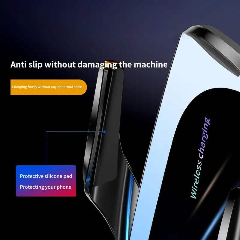 15W Fast Wireless Car Charger with Smart Sensor Auto Clamping Phone Holder Mount for Air Vent, Fast Charging for iPhone & Samsung Galaxy Models