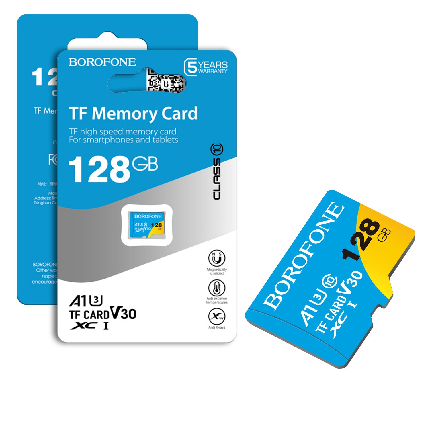 Borofone 128GB TF Memory Card, Class 10 A1 U3 V30 High Speed Micro SDXC, Reliable Storage for Smartphones, Tablets, Cameras & Dashcams