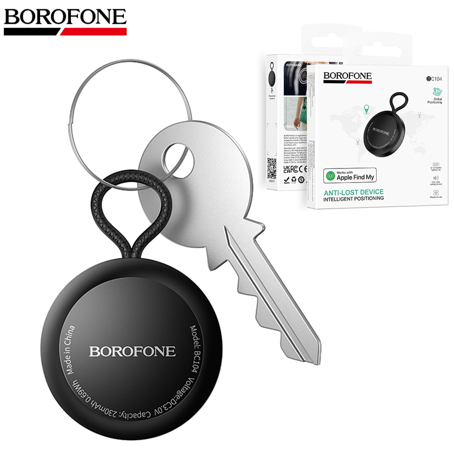 Borofone BC104 Anti-Lost Device with Apple Find My – Intelligent GPS Positioning Tracker for Keys, Bags, Luggage, and Vehicles – Smart Locator