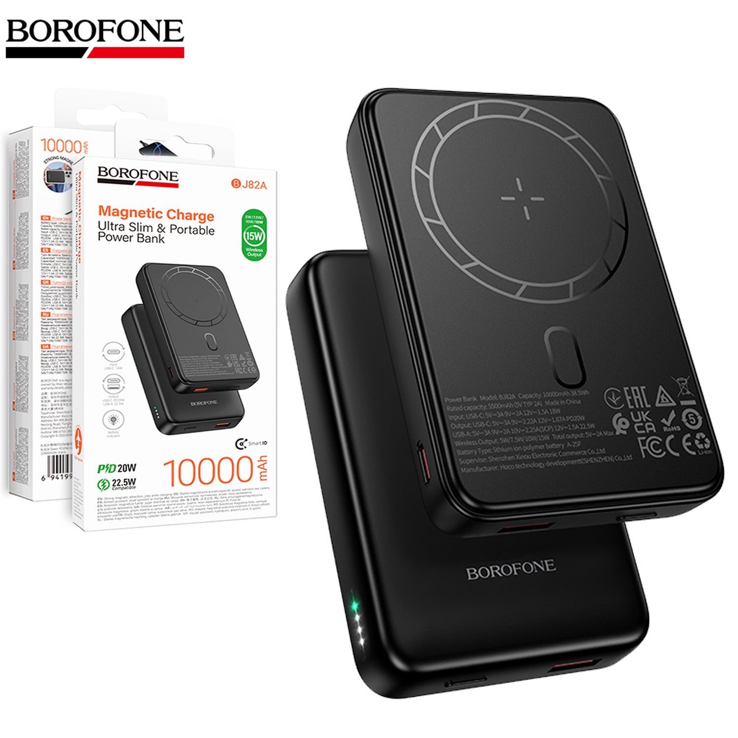 Borofone BJ82A PD20W USB Type C 10000mAh Fast Charging MagSafe Magnetic Portable Power Bank