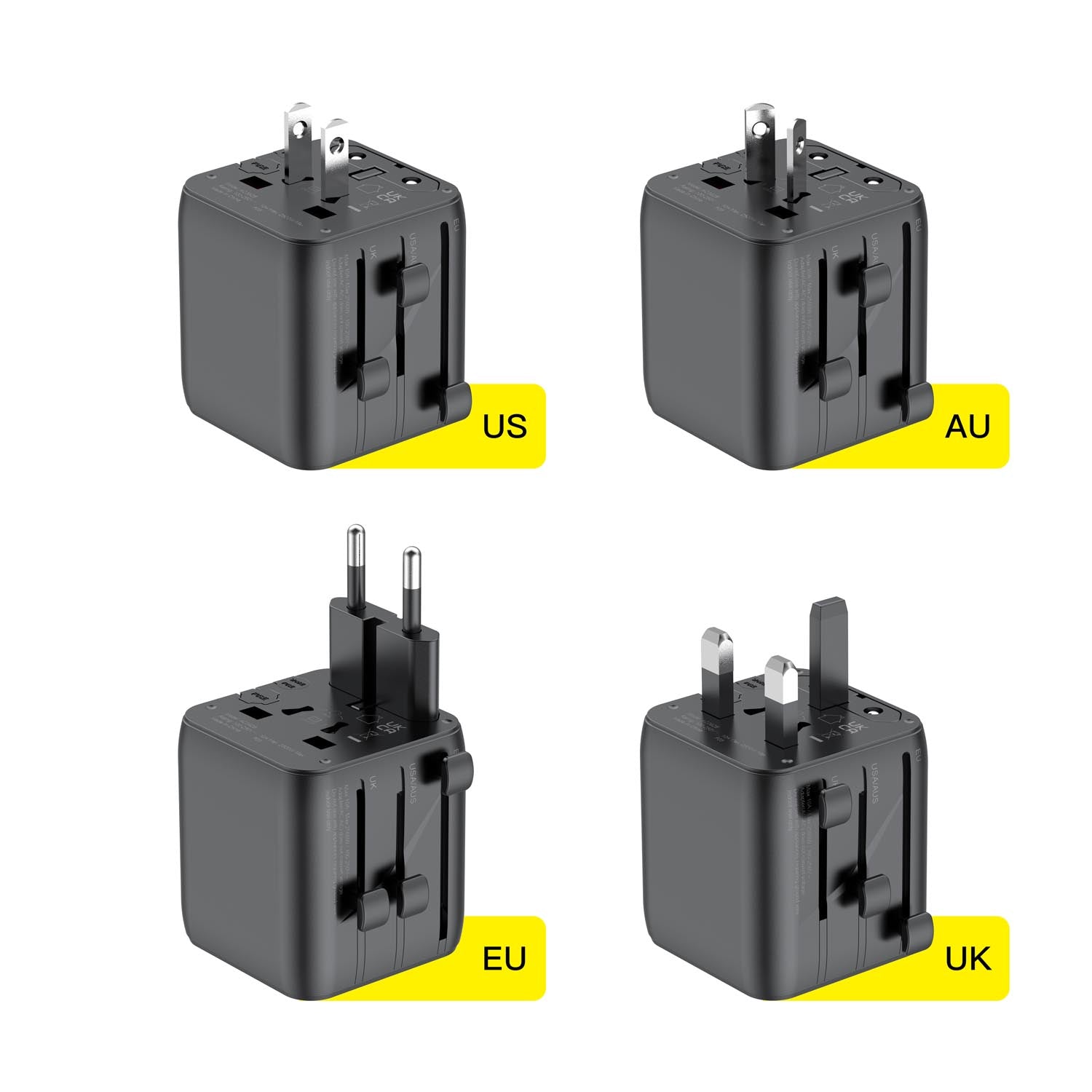 Budi AC362B UK, EU, US/JP, and AU Global Travel Adapter 2500W Universal Socket Converter for 200+ Countries