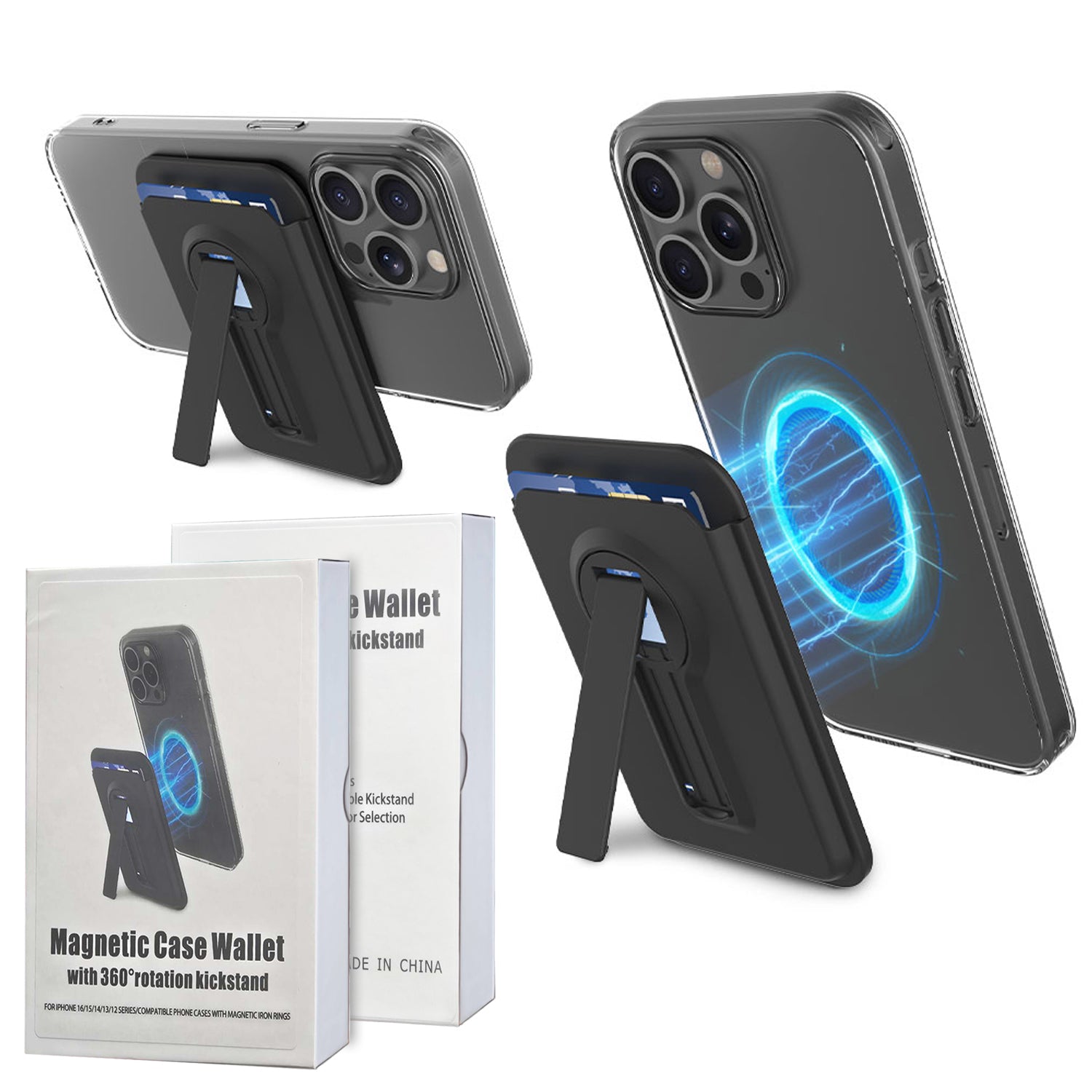 With Kickstand MagSafe Magnetic, RFID Blocking Back Mobile Phone Card Holder