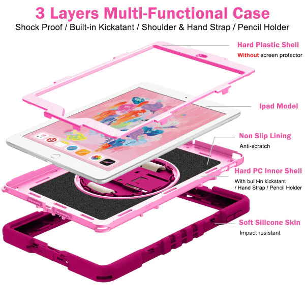 For Apple iPad 10th Gen 10.9 2022 Rotatable Military Grade Case Shockproof Multi-Layer Protective Kickstand Cover