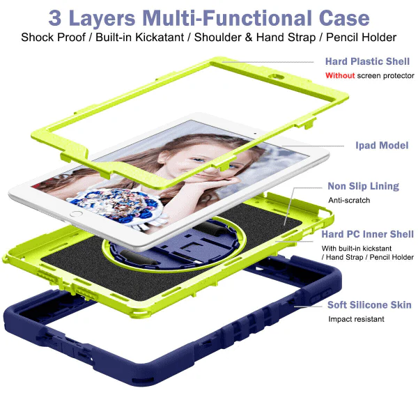 For Apple iPad 10th Gen 10.9 2022 Rotatable Military Grade Case Shockproof Multi-Layer Protective Kickstand Cover