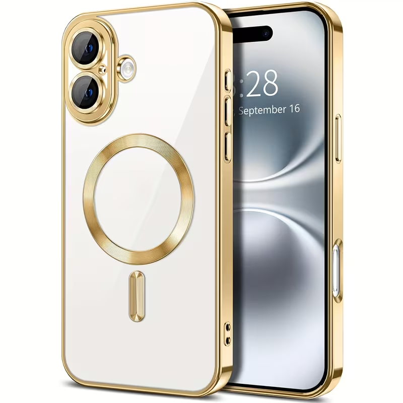 For Apple iPhone 17/17 Pro Max MagSafe Magnetic Case with HaloLock Shockproof Protective Electroplating Clear Cover