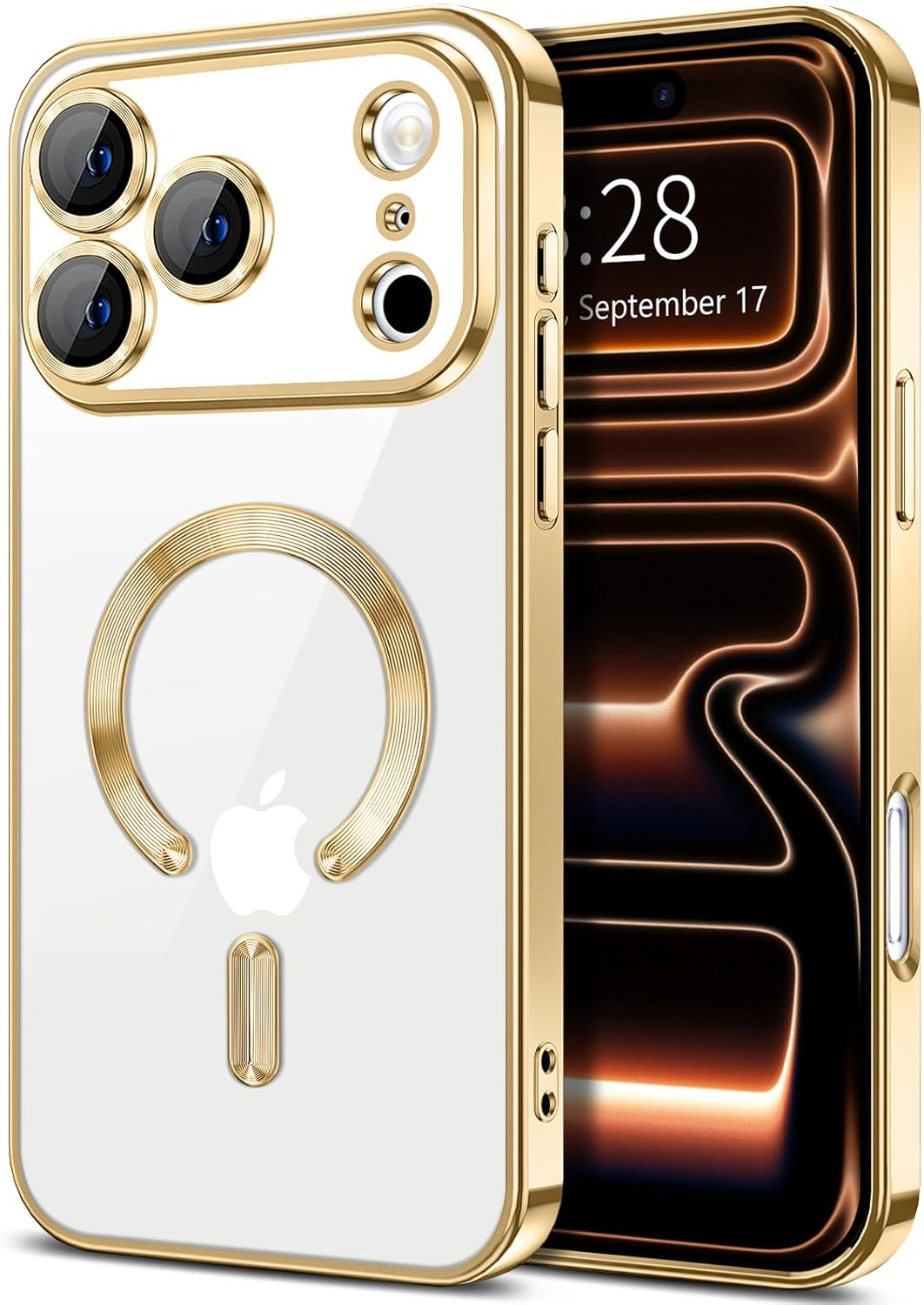 For Apple iPhone 17/17 Pro Max MagSafe Magnetic Case with HaloLock Shockproof Protective Electroplating Clear Cover