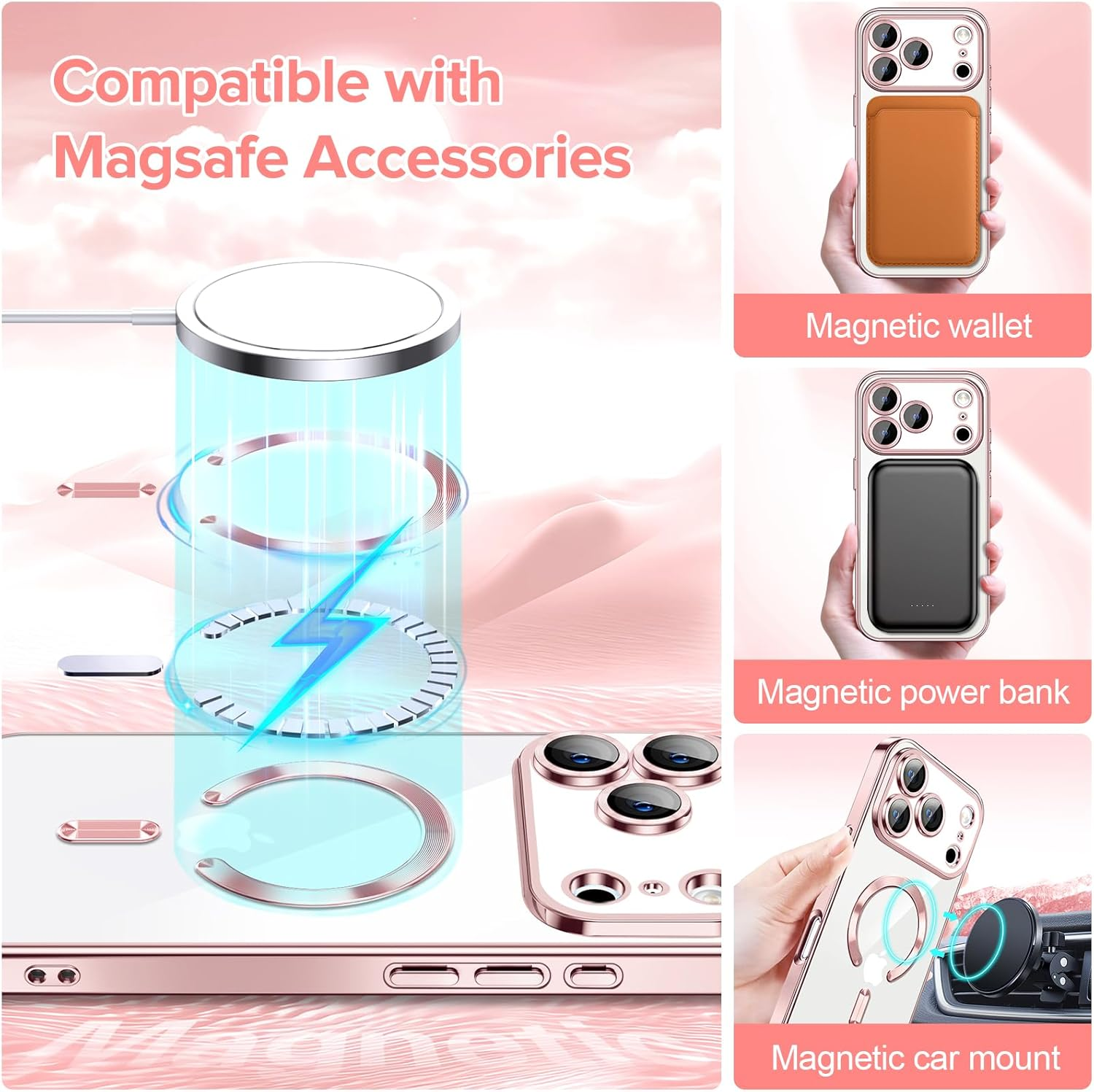 For Apple iPhone 17/17 Pro Max MagSafe Magnetic Case with HaloLock Shockproof Protective Electroplating Clear Cover