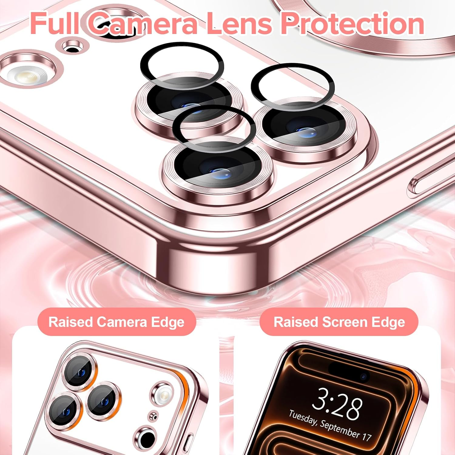 For Apple iPhone 17/17 Pro Max MagSafe Magnetic Case with HaloLock Shockproof Protective Electroplating Clear Cover